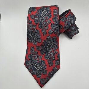 Christopher Hayes Paisley Red and Blue Men's Silk Tie